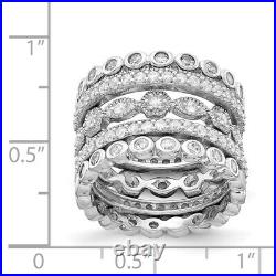 Sterling Silver Cubic Zirconia Engagement Ring 9.65g Size-8