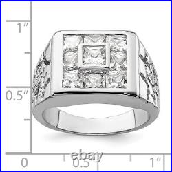 Sterling Silver Cubic Zirconia Engagement Ring Mens 10.21g Size-11