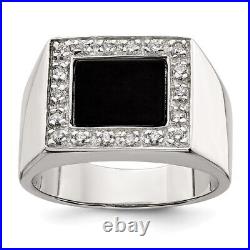 Sterling Silver Cubic Zirconia Engagement Ring Mens 15.17g Size-10