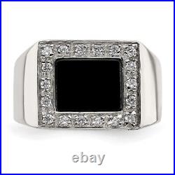 Sterling Silver Cubic Zirconia Engagement Ring Mens 15.17g Size-10