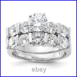 Sterling Silver Cubic Zirconia Engagement Ring Wedding BTwo Piece Set Size 6