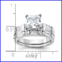 Sterling Silver Cubic Zirconia Engagement Ring Wedding BTwo Piece Set Size 6