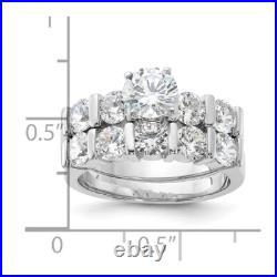 Sterling Silver Cubic Zirconia Engagement Ring Wedding BTwo Piece Set Size 6