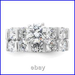 Sterling Silver Cubic Zirconia Engagement Ring Wedding BTwo Piece Set Size 6