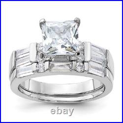 Sterling Silver Cubic Zirconia Engagement Ring Wedding BTwo Piece Set Size 7