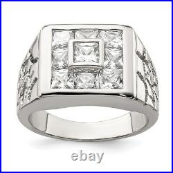 Sterling Silver Cubic Zirconia Engagement Ring for Mens 10.21g Size-9