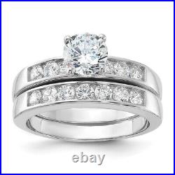 Sterling Silver Cubic Zirconia Engagement Wedding Band Bridal Ring Set Size 7