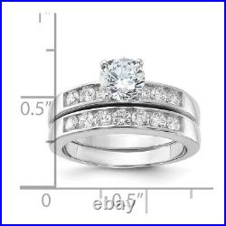 Sterling Silver Cubic Zirconia Engagement Wedding Band Bridal Ring Set Size 7