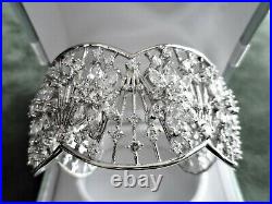 Sterling Silver Cubic Zirconia Floral Cuff Bangle Brand New