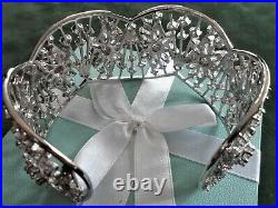 Sterling Silver Cubic Zirconia Floral Cuff Bangle Brand New