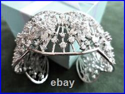 Sterling Silver Cubic Zirconia Floral Cuff Bangle Brand New