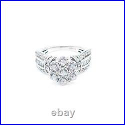 Sterling Silver Cubic Zirconia Flower Engagement Ring Size 6