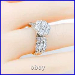 Sterling Silver Cubic Zirconia Flower Engagement Ring Size 6