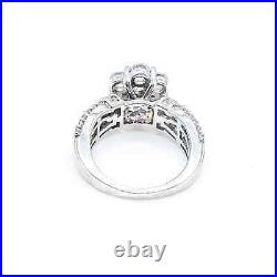 Sterling Silver Cubic Zirconia Flower Engagement Ring Size 6