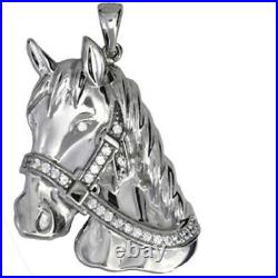 Sterling Silver Cubic Zirconia Horse Head Pendant