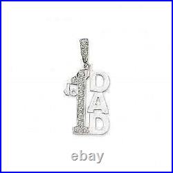 Sterling Silver Cubic Zirconia Large Number One Dad Pendant