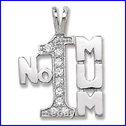 Sterling Silver Cubic Zirconia Number 1 Mum Pendant