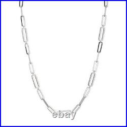 Sterling Silver Cubic Zirconia Paperclip Necklace