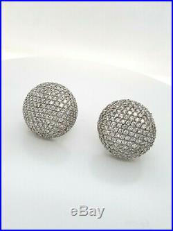 Sterling Silver Cubic Zirconia Pave Set Dome Clip Back Stud Earrings RRP $799