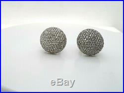 Sterling Silver Cubic Zirconia Pave Set Dome Clip Back Stud Earrings RRP $799