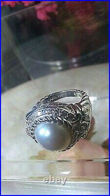 Sterling Silver Cubic Zirconia Pearl Ring By Judith Ripka