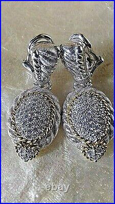 Sterling Silver Cubic Zirconia Rope Pattern Earrings By Judith Ripka