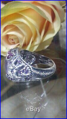 Sterling Silver Cubic Zirconia Round Amethyst Ring By Judith Ripka Size 6