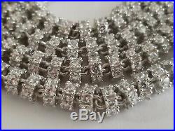 Sterling Silver Cubic Zirconia Roundel Necklace 24 X 6.50 mm Unisex Men Woman
