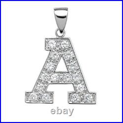 Sterling Silver Cubic Zirconia Set 24mm High Initial A Pendant