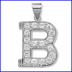 Sterling Silver Cubic Zirconia Set 24mm High Initial B Pendant