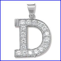 Sterling Silver Cubic Zirconia Set 24mm High Initial D Pendant