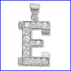 Sterling Silver Cubic Zirconia Set 24mm High Initial E Pendant