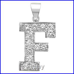 Sterling Silver Cubic Zirconia Set 24mm High Initial F Pendant