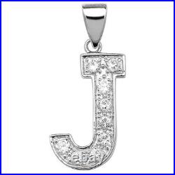 Sterling Silver Cubic Zirconia Set 24mm High Initial J Pendant