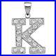 Sterling Silver Cubic Zirconia Set 24mm High Initial K Pendant