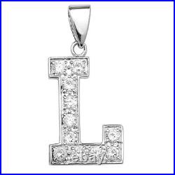 Sterling Silver Cubic Zirconia Set 24mm High Initial L Pendant