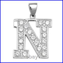 Sterling Silver Cubic Zirconia Set 24mm High Initial N Pendant