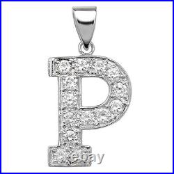 Sterling Silver Cubic Zirconia Set 24mm High Initial P Pendant