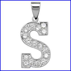 Sterling Silver Cubic Zirconia Set 24mm High Initial S Pendant