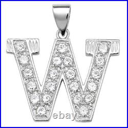 Sterling Silver Cubic Zirconia Set 24mm High Initial W Pendant