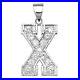 Sterling Silver Cubic Zirconia Set 24mm High Initial X Pendant