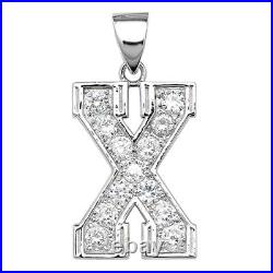 Sterling Silver Cubic Zirconia Set 24mm High Initial X Pendant
