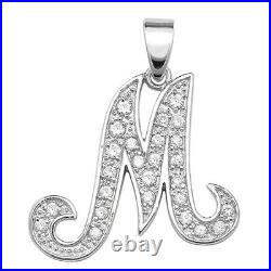 Sterling Silver Cubic Zirconia Set 25mm High Fancy Initial M Pendant