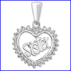 Sterling Silver Cubic Zirconia Sister Heart Pendant