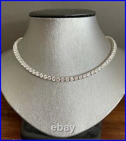 Sterling Silver & Cubic Zirconia Tennis Necklace Chain 20 Long 4mm Wide