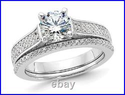 Sterling Silver Engagement Bridal Wedding Ring Set with Cubic Zirconia (CZ)