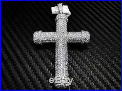 Sterling Silver Fancy C. Z Cubic Zirconia Cross Pendant Charm White Stones Unisex