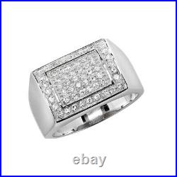 Sterling Silver Gents Multi White Cubic Zirconia Stone Ring