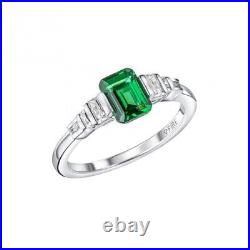 Sterling Silver Green and Clear Cubic Zirconia Ring R3870