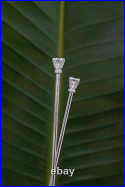 Sterling Silver Hair Sticks 2 Carat Round CZ White Cubic Zirconia AAAAA